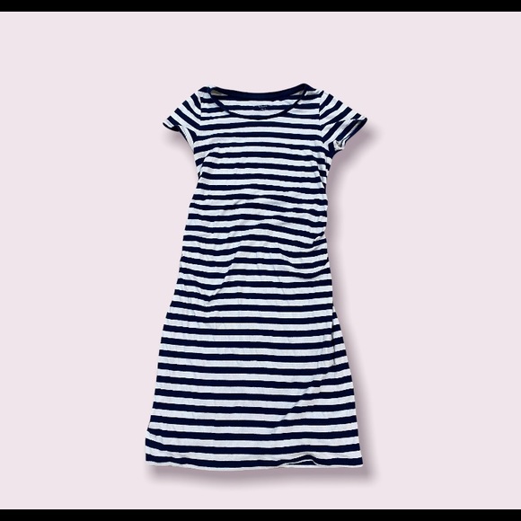Striped Navy Blue Maternity Dress - Picture 1 of 2